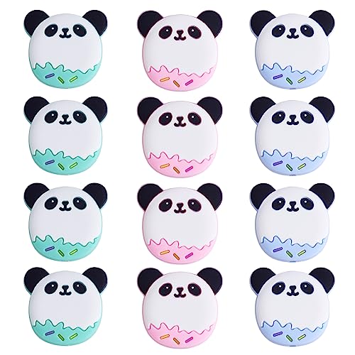 WEWAYSMILE 12 Stück Runde Silikonperlen, Bunte Runde Silikonperlen, Bausatz Silikonperlen, Für Schmuck Handwerk Halskette Girlande Armband (Panda) von WEWAYSMILE