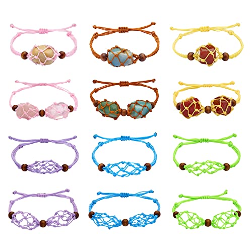 WEWAYSMILE 12 Stück leere Stein-Armbänderhalter, Armbandhalterschnur, verstellbare Schnur, leere Steinhalter, Kristall, für Stein, Halskette, DIY, Armband, Schmuckherstellung (12 Stile) von WEWAYSMILE