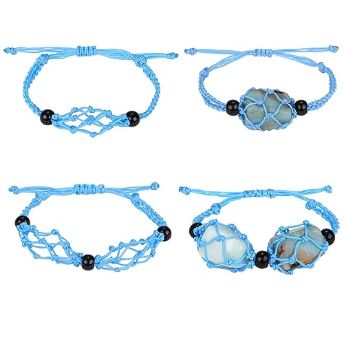 WEWAYSMILE 2 Stück Armband Leerer Steinhalter, Verstellbare Kordel Leerer Steinhalter Kristall, Für Stein Halskette DIY Armband Schmuckherstellung,Blau, etwa 1-7/8~3-1/4 Zoll (47~84mm) von WEWAYSMILE