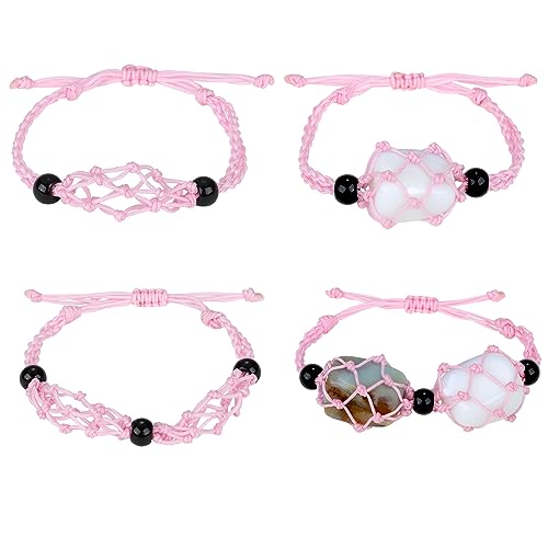 WEWAYSMILE 2 Stück Armband Leerer Steinhalter, Verstellbare Kordel Leerer Steinhalter Kristall, Für Stein Halskette DIY Armband Schmuckherstellung,Rosa, etwa 1-7/8~3-1/4 Zoll (47~84mm) von WEWAYSMILE