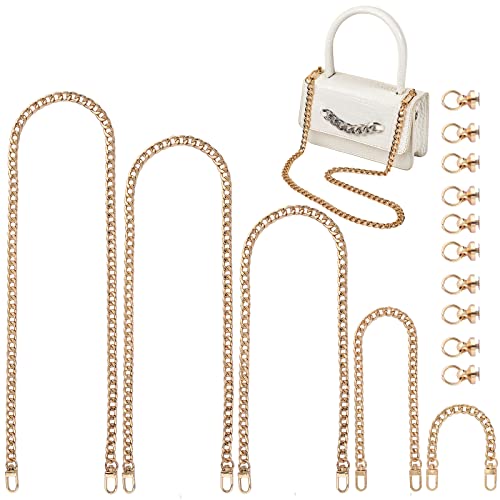 WEWAYSMILE 5 Stück Handtaschen-Kettenriemen Metall, Geldbörse Charms Ersatz, Handtaschenkette Taschenkette, Mit Metallschnallen Ersatz Für Wallet Clutch Crossbody, 1200mm/1000mm/800mm/400mm/200mm von WEWAYSMILE