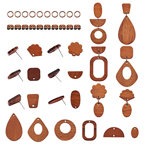 WEWAYSMILE Holzohrring Anhänger, Holzohrring Anhänger DIY Holz, Starter-Kit zur Herstellung von Ohrringen, für Schmuckreparatur Und DIY-Ohrringherstellung von WEWAYSMILE