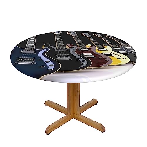 WEYEZE E-Gitarre, bedruckt, runde Tischdecke, wasserdicht, elastisch, dekorativer runder Tisch, achteckiger Tisch von WEYEZE