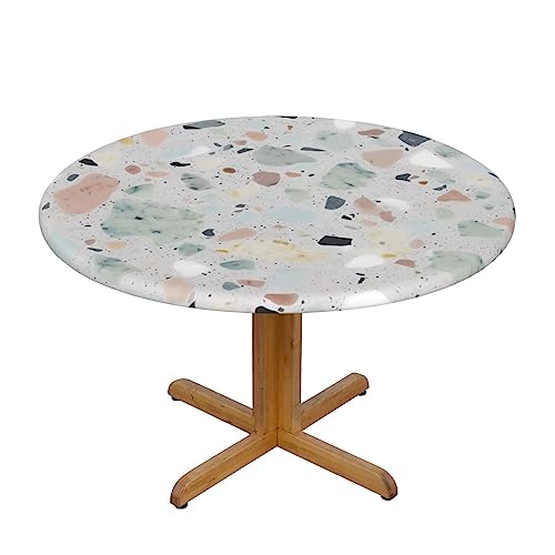 WEYEZE Terrazzo Marmor Pastell Bedruckte Runde Tischdecke Wasserdicht Elastische Tischdecke Dekorative Runde Tisch Achteckig Tisch von WEYEZE