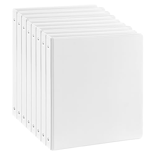 WEYIU 5,1 cm 3-Ringbuch mit 2 Innentaschen, runder Ringordner für 450 Blatt US-Briefgröße 21,6 x 27,9 cm, Weiß, 6 Stück von WEYIU