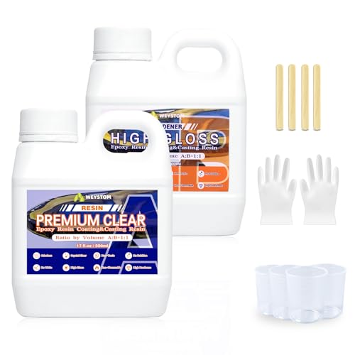 Epoxidharz - 34OZ klar Epoxidharz-Kit, Hochglanz Gießen und Beschichtung Blasen frei Kunstharz für Kunsthandwerk, Fluss Tabletop, DIY Crafts, Schmuckherstellung, Formen von WEYSTOM