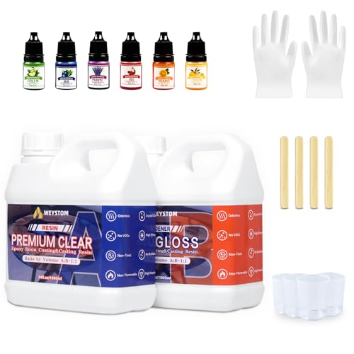 Epoxidharz - 68OZ Clear Epoxidharz Kit, Hochglanz Gießen und Beschichtung Blasen frei Kunstharz für Kunsthandwerk, Fluss Tabletop, DIY Crafts, Schmuckherstellung, Formen von WEYSTOM