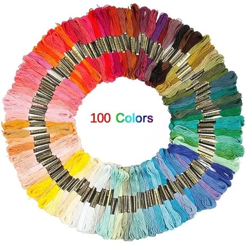 Stickgarn 100/200/447pcs Mix Colors Embroidery Thread Cotton Sewing Skeins Craft Cross Stitch Floss Kit Line DIY Tools Make Bracelets Sticken(100 colors) von WEbjay