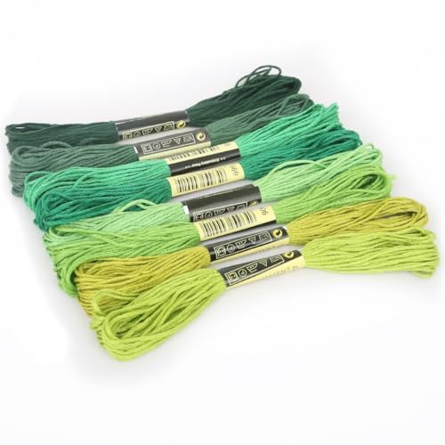 Stickgarn 8 X7.5m Silk Line Cotton Cross Stitch Threads Sewing Skeins Embroidery Thread Floss Kit Knitting Sewing Accessories Sticken(8pcs Green set) von WEbjay