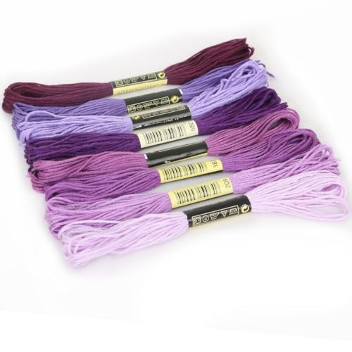 Stickgarn 8 X7.5m Silk Line Cotton Cross Stitch Threads Sewing Skeins Embroidery Thread Floss Kit Knitting Sewing Accessories Sticken(8pcs Purple set) von WEbjay