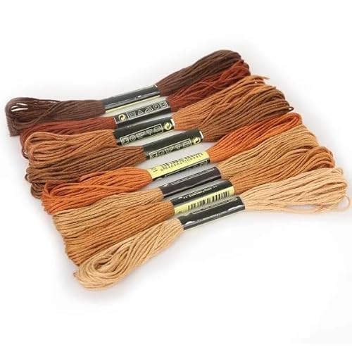 Stickgarn 8pcs/Set Similar Threads Cross Stitch Floss Cotton 8 Meters Embroidery Thread Floss Sewing Skeins Craft Knitting Sticken(Brown series) von WEbjay
