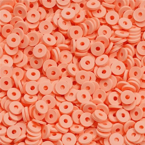 WEstux 1050 Stück Orange rosa Tonperlen für die Herstellung von Armbändern – Polymer-Flachscheiben-Abstandhalter-Tonperlen für Schmuck, Ohrringe, DIY-Handwerk, 6 mm von WEstux