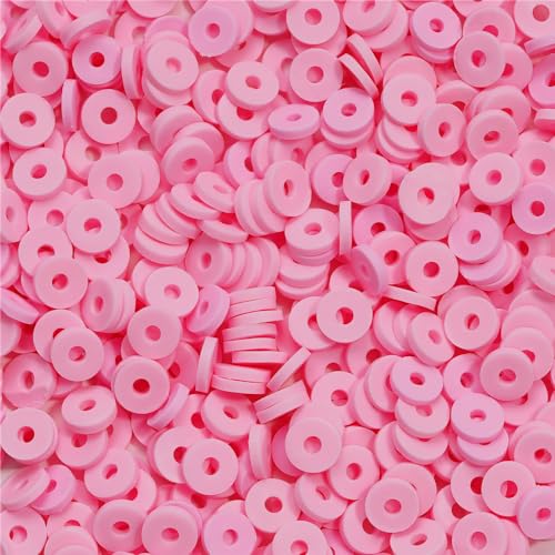 WEstux 1050 Stück Rosa Tonperlen für die Herstellung von Armbändern – Polymer-Flachscheiben-Abstandhalter-Tonperlen für Schmuck, Ohrringe, DIY-Handwerk, 6 mm von WEstux