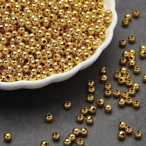 WEstux 500 StüCke Goldene Perlen 5mm Bastelperlen Runde Spacer Beads Lose Perlen Zum AuffäDeln FüR Armband Halskette Schmuck Ohrringe Handwerk Diy von WEstux