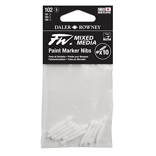 WF Daler Rowney 160323102 FW Mixed Media Paint Marker Feder, Hard Point, 10 Stück, weiß, Hardpoint 1-2 mm, 160323102 von WF