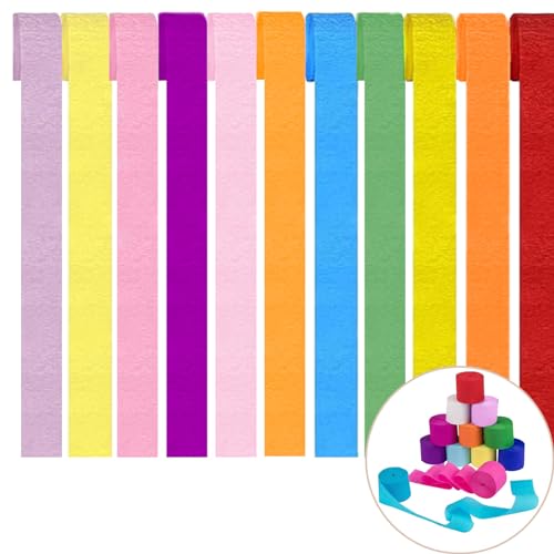 11 Rollen Krepppapier Bunt, 4.5cm*25m Kreppband Bunt, Krepppapier Bunt, Krepppapier Wasserfest, FloristenkreppCrepe Papier Für Hochzeit Party Feier Dekoration von WFRGOPZI