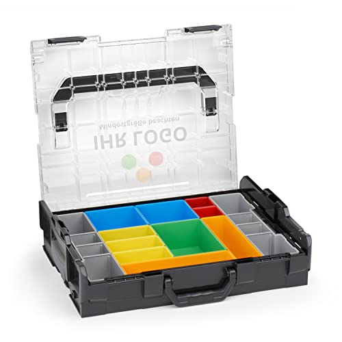 Sortimo L-BOXX 102 Schwarz mit transparentem Deckel individuell anpassbar mit Ihrem Logo | Insetboxen-Set H3 | Sortierbox Kleinteile | Ideale Schraubenbox | Aufbewahrung Werkzeugkoffer LBOXX von WFix