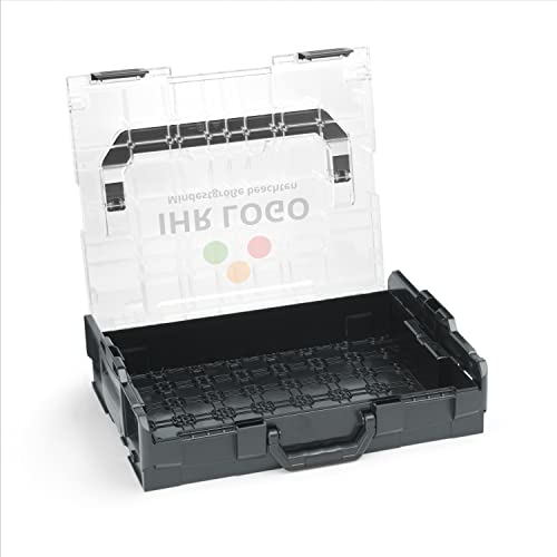 Sortimo L-BOXX 102 Schwarz mit transparentem Deckel individuell anpassbar mit Ihrem Logo | Leer | Sortierbox Kleinteile | Ideale Schraubenbox | Aufbewahrung Werkzeugkoffer LBOXX von WFix