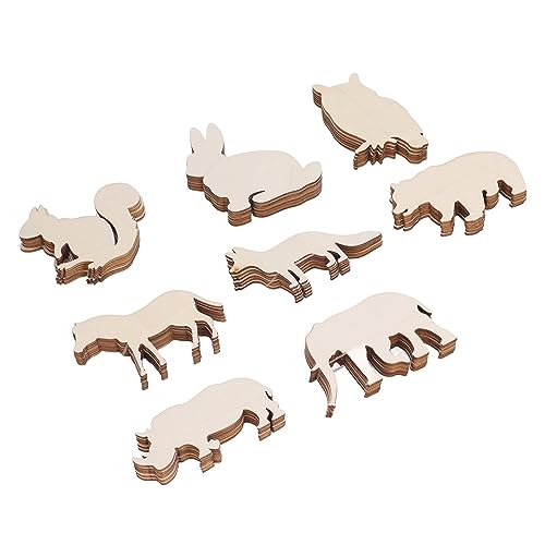 Tier-Holzscheiben-Ornament-Set für, 48-teilig, Pferd, Elefant, Bär, Kaninchen mit Nashorn, Eule für Wolfshund, Eichhörnchen von WGFOIP