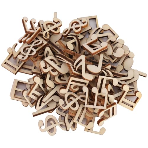 WGFOIP 100 Stück Musiknotenklammern aus Holz, 2 Cm, Dekorative Holznotenklammern für Heimwerker, Scrapbooking, Geschenkverpackungen und Mehr (hölzerne Musiknoten) von WGFOIP