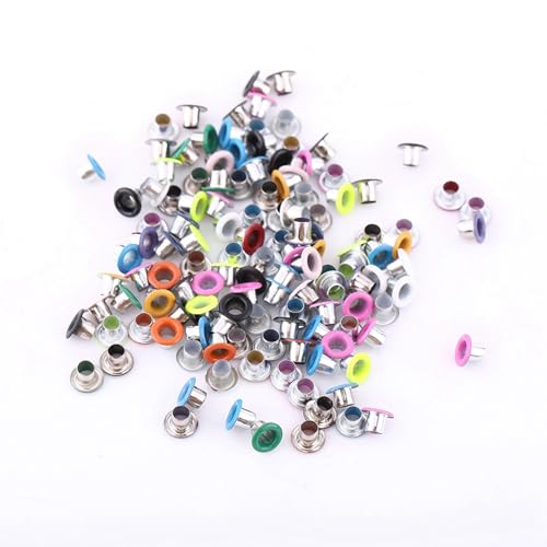 WGFOIP 500 Stück Gemischte Farben, 3 Mm Runde Metallösen, Ideal für Scrapbooking, Kartenherstellung, Lederhandwerk, Ideal für -Projekte und Zum Dekorieren von Schuhen, Kleidung, von WGFOIP