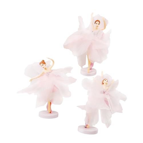 WHAMVOX 1 Satz 6 Stk Ballettmädchen-ornamente Babyparty-ballerina-thema Ballerina-statue Auto-geburtstagsdekoration Diwali Tischdekoration Balletttänzerin Figur Mini Kuchen Plastik Rosa von WHAMVOX