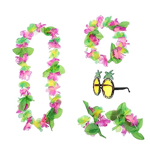 WHAMVOX 1 Satz Garland-ananas-gläser Hawaiianische Ringe Hula-tanz-girlande Brillen Für Die Sommerparty Hawaiianische Blumenketten Hawaiianische Partydekorationen Foto-halskette Plastik von WHAMVOX