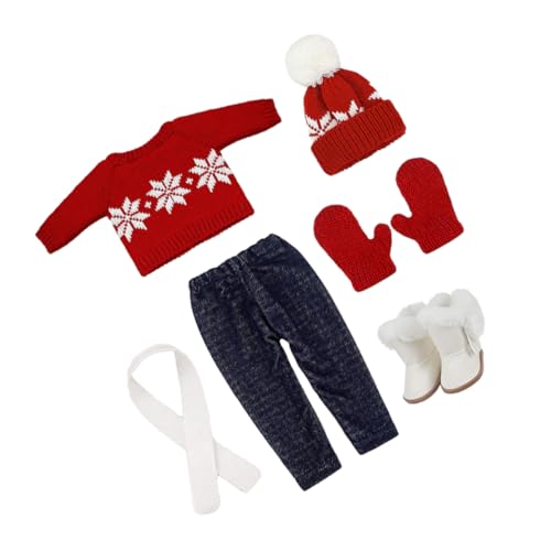 WHAMVOX 1 Set Puppe Weihnachten Outfit Weihnachten Pullover Schal Und Hut Dekoration Puppe Dress-up Kleidung von WHAMVOX