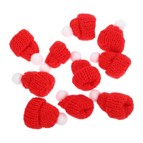 WHAMVOX 10 Stück Gestrickte Weihnachtsmützen Für Bastelprojekte Handgemachte Accessoires Rot Für Weihnachtsfeiern Und DIY Partys Ideal Oder Dekoration von WHAMVOX