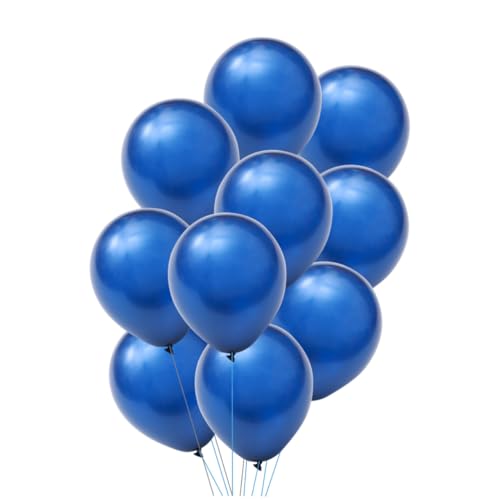 WHAMVOX 100 Stück 10 Luftballons für Geburtstagsfeiern Metallic-Ballons blau metallische Luftballons Marine Ballons deckenverkleidung blumenarrangement Latexballons Hochzeitsballons Blue von WHAMVOX