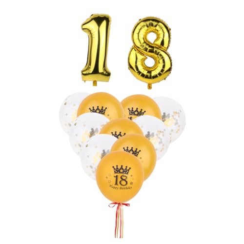 WHAMVOX 12 Stück 1 Satz Ballons bedrucken 18-jährige Partygeschenke Dekoration zum 18-jährigen Jubiläum konfettiballone deckenverkleidung Zahlenballons Luftballons für Geburtstagsfeiern von WHAMVOX