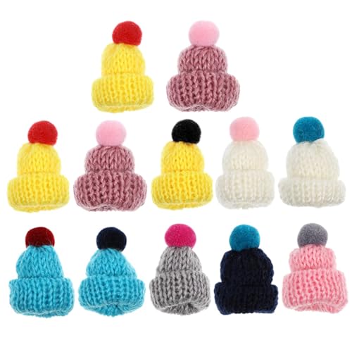 WHAMVOX 12St Mini-Hut kleine Weihnachtsmütze austauschbare Bastelhüte Puppenhüte aus Wollgarn fleecemützen strickmützen multifunktionale Miniaturhüte verschleißfeste Bastelhüte Stricken von WHAMVOX