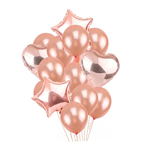 WHAMVOX 14 Teiliges Stern Liebes Rundballon Set Roségold Inklusive 2 Stern Aluminiumfolienballons 2 Liebes Aluminiumfolienballons Und 10 Runden Latexballons Ideal Für von WHAMVOX