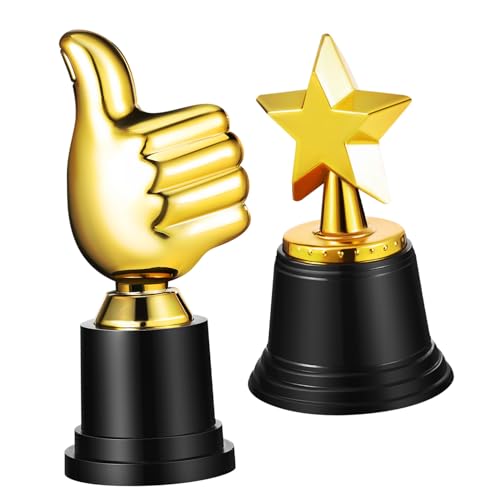 WHAMVOX 2 Stk Kindertrophäe golden Daumen hoch Trophäe belohnung kinder pokale für kinder kunststoffbecher thumbs up party kinder Preistrophäenmodell Trophäe vergeben Trophäendekor Plastik von WHAMVOX