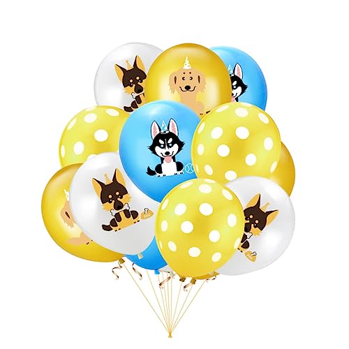 WHAMVOX 20 Stück 12 Zoll Haustier Geburtstag Ballon Hund Gedruckt Ballon Latex Ballon Partyzubehör (4 Stück Blue Huskie, 6 Stück Golden Golden Retriever, 4 Stück White German Shepherd von WHAMVOX