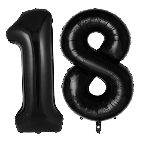 WHAMVOX 2st Digitaler Aluminiumfolienballon Geburtstag Luftballons Partyballons Luftballons Mit Schwarzen Buchstaben Zahlenförmiger Ballon Festivalballons Ballons Dekoration Black von WHAMVOX