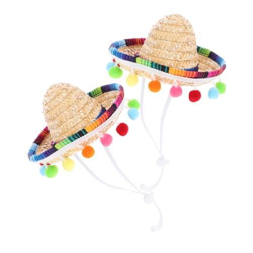 WHAMVOX 2st Kleiner Hut Sombrero-hüte Klein Mexikanischer Partyhut Bommelmütze Sombrero-partyhüte Spanischer Strohhut Kostümhüte Für Party Kleiner Sommerhut Spanischer Hut Polyester von WHAMVOX