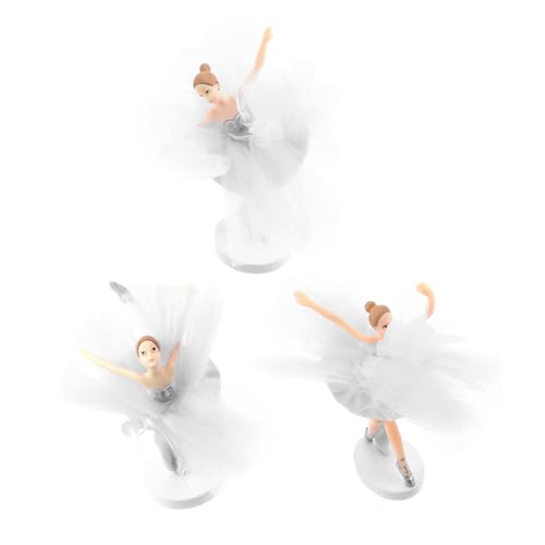 WHAMVOX 3 Sätze Kuchendekoration Tänzer-ornamente Ballerina-cupcake-topper Hochzeitstorte Ballerina-puppe Partyzubehör Figuren Ornamente Mädchenhafte Autodekoration Tüll Mädchen Weiß Pvc von WHAMVOX