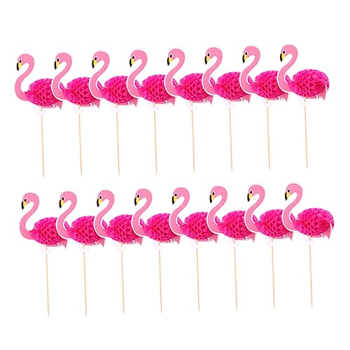 WHAMVOX 30St Flamingo-Kuchen-Einsatz Hochzeitsdekoration Cupcake-Topper zum Geburtstag hawaii party dekoration hawaii geburtstagsdeko Kuchendekorationen Party-Kuchen-Ornamente Papier Rosy von WHAMVOX