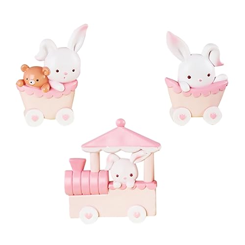 WHAMVOX 3st Kuchendekoration Mini-hasenfiguren Mikrospielzeug Miniaturtiere -set Kinder Trainieren Spielzeug Geburtstagstorte Dekoration Miniatur-häschen Puppenspielsets Rosa Harz von WHAMVOX