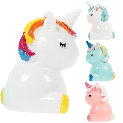 WHAMVOX 4 Stück Mikrolandschaftsdekoration Mini-Zubehör Spielzeuge Miniaturornament Einhorn Tortenaufleger Living Room Decoration wohnzimmerdeko Miniatur-Harzdekoration winzige Verzierung von WHAMVOX