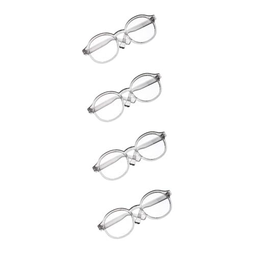 WHAMVOX 4 Stück Puppenbrille Kleine Gläserdekore Kinderspielzeug Modische Brillendekore Kreisbrille Puppengläser Zum Basteln Puppen Für Puppenhaus Brillen Für Puppen Mini-Puppen Plastik von WHAMVOX