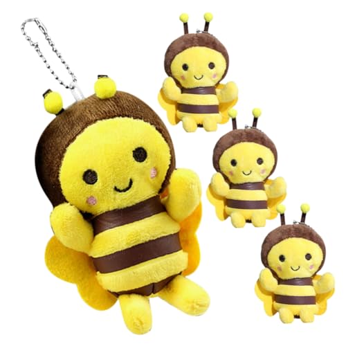 WHAMVOX Schlüsselanhänger Kuscheltier 4er Set Kuschelige Bienen Schlüsselanhänger Üsch Schlüsselanhänger Für Taschen Dekoration Üße Bienen Anhänger Für Kindergeburtstag Und Schlüsselanhänger Biene von WHAMVOX