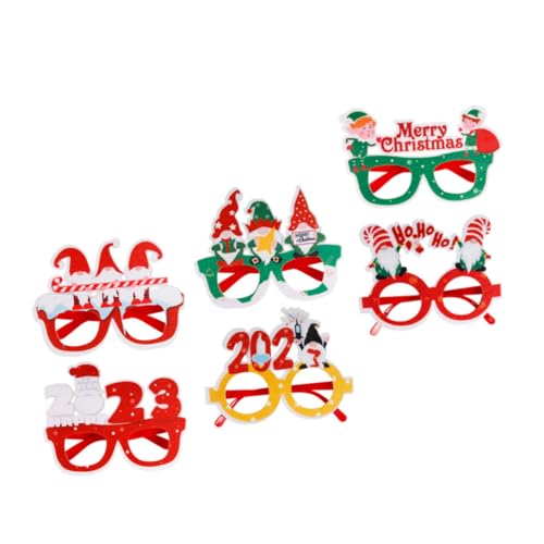 WHAMVOX 6St 2023 Weihnachtsbrille Brille Foto-Requisite Brillen zu Weihnachten weihnachtskostüm brille weihnachtsdeko faschingsbrille Gläser Dekorationen Weihnachtsbrillendekor Plastik von WHAMVOX