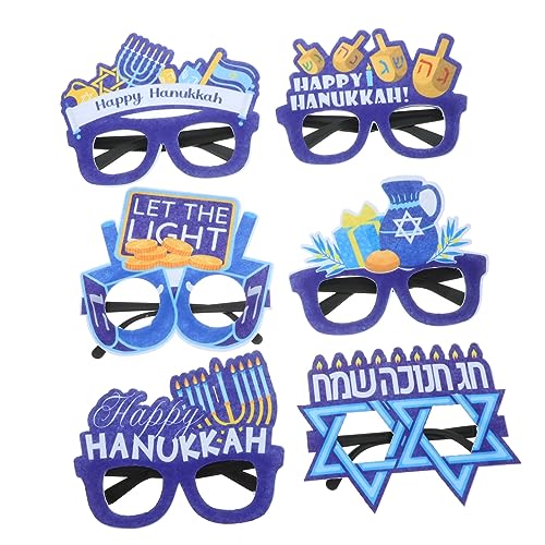 WHAMVOX 6St Chanukka-Brille Requisiten für Chanukka-Fotoautomaten Chanukka-Party-Dekoration Hanukkah Party Dekoration Hanukkah Brillenrahmen Kerzenhalter -Requisiten Partybrille von WHAMVOX