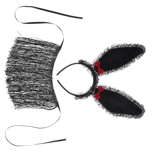 WHAMVOX Hasenohren-stirnbandmaske Spitzenstirnband Osterhasenmaske Hase Cosplay Frauen Haarbänder Mit Hasenohren Spitze Kopfbedeckung Häschen-cosplay-kostüm Hasenohr-kopfwickel Stoff Black von WHAMVOX