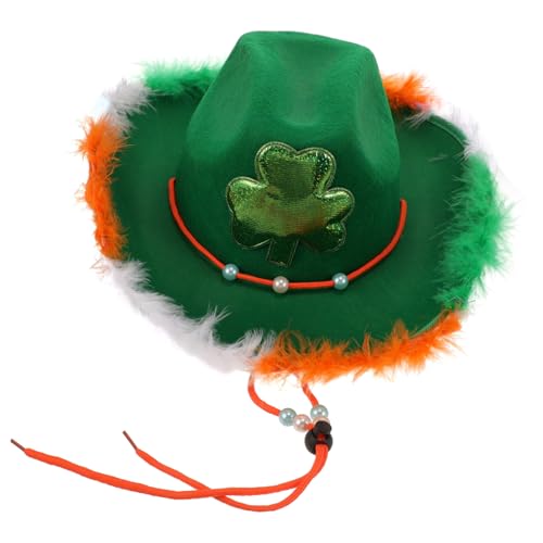 WHAMVOX Irischer Hut Breiter Cowgirlhut Hut Dekoration St. Patricks Day Cap-requisite Cosplay-hut-requisite St Patricks Day Hut Irische Mütze Abriebfester Faschingshut Green Vlies von WHAMVOX