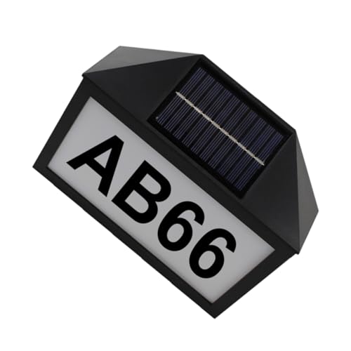 WHAMVOX Tür Licht Solar Hausnummernschild Licht LED-beleuchtetes Adressschild Nummer der Haustür geführtes Türnummernschild Hausnummer Solarlampe Adressnummern für Häuser Abs Black von WHAMVOX