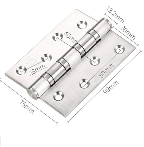 WHARGTSL 10,2 cm 12,7 cm 4 Stück (2 Paar) Türscharniere, Möbel-Hardware-Zubehör, 304 Edelstahl, Flache Tür, dick, hochwertiges Scharnier(4 inch) von WHARGTSL