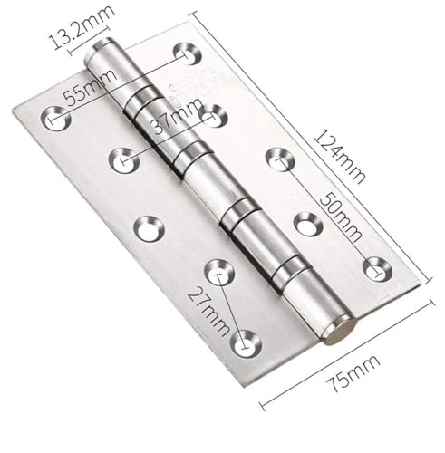 WHARGTSL 10,2 cm 12,7 cm 4 Stück (2 Paar) Türscharniere, Möbel-Hardware-Zubehör, 304 Edelstahl, Flache Tür, dick, hochwertiges Scharnier(5 inch) von WHARGTSL